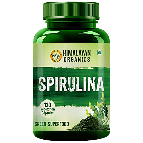Buy Himalayan Organics Spirulina Green Superfood Capsules Provides
