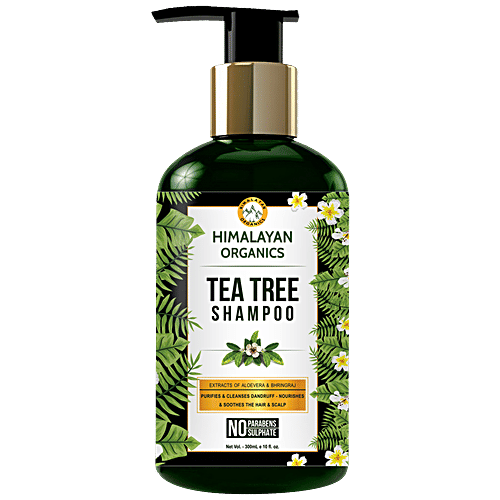 Himalayan Organics Tea Tree Shampoo - With Aloe Vera, Bhringraj, Anti Dandruff, No Parabens, 300 ml  