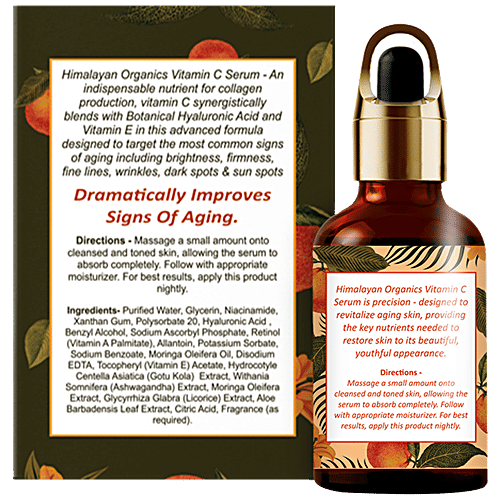 Himalayan Organics Vitamin C Facial Serum With Hyaluronic Acid - Increases Brightness, 30 ml