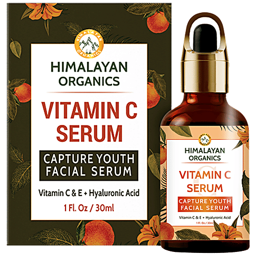 Himalayan Organics Vitamin C Facial Serum With Hyaluronic Acid - Increases Brightness, 30 ml