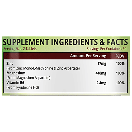 Buy Himalayan Organics ZMA Zinc Magnesium & Vitamin B6 Tablets Boosts