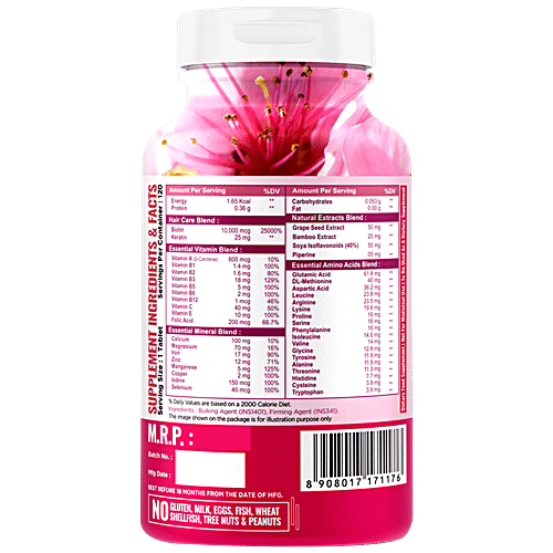 Nature Life Nutrition Biotin Dietary Supplement Tablets - For Glowing Skin, Nail & Hair, 120 pcs  