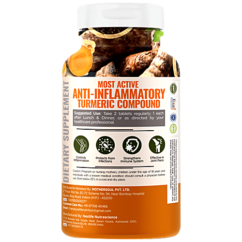 Nature Life Nutrition Curcumin Dietary Supplement Tablets - With Antioxidant Properties, Detoxifier, 90 pcs  