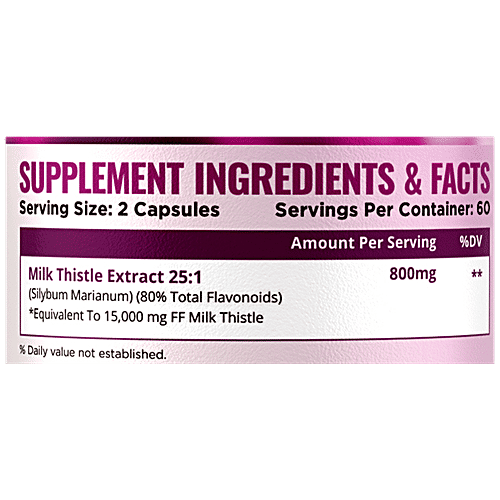 Nature Life Nutrition Milk Thistle Dietary Supplement Capsules - For Liver Health, 120 pcs