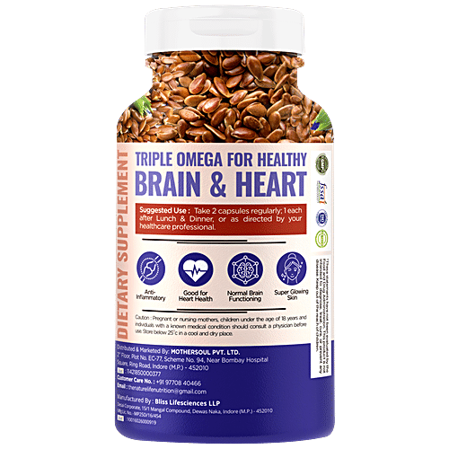 Nature Life Nutrition Vegan Omega 3 Dietary Supplement Capsules - For Brain Health, 90 pcs  