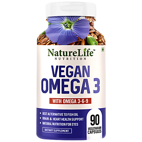 Nature Life Nutrition Vegan Omega 3 Dietary Supplement Capsules - For Brain Health, 90 pcs  