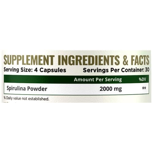 Nature Life Nutrition Spirulina Super Food Dietary Supplement Capsules - Rich In Protein, 120 pcs  
