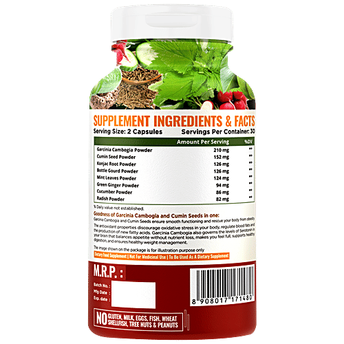 Nature Life Nutrition Plant Based Slim Plus Dietary Supplement Capsules - For Muscle Mass Gain, 60 pcs  