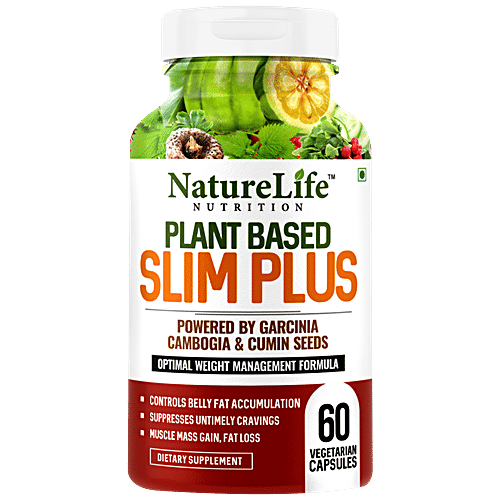 Nature Life Nutrition Plant Based Slim Plus Dietary Supplement Capsules - For Muscle Mass Gain, 60 pcs  