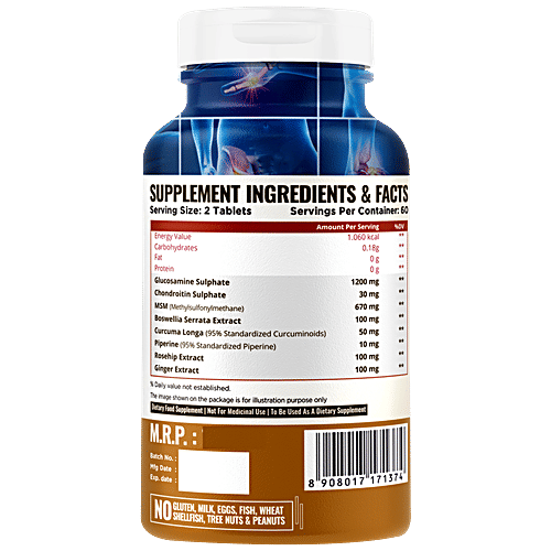 Nature Life Nutrition Glucosamine Chondroitin & MSM Tablets - For Bone & Joint Health, 120 pcs  