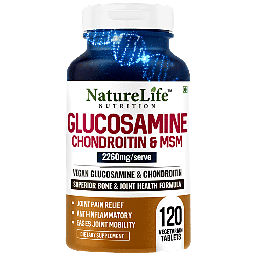 Nature Life Nutrition Glucosamine Chondroitin & MSM Tablets - For Bone & Joint Health, 120 pcs  