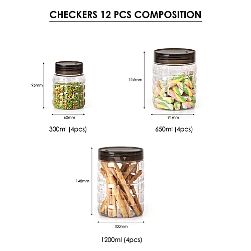 Buy Cello Plastic PET Canister Set Checkers, Clear Online at Best