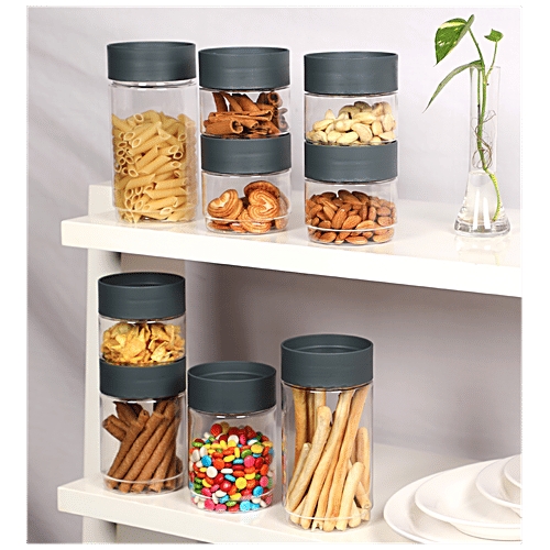 Cello Stackable Plastic Storage Containers - Modustack, Grey, 3 pcs  