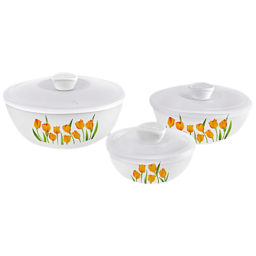Buy Cello Mixing Bowls Set With Lids Royale Opalware, Tulip Field
