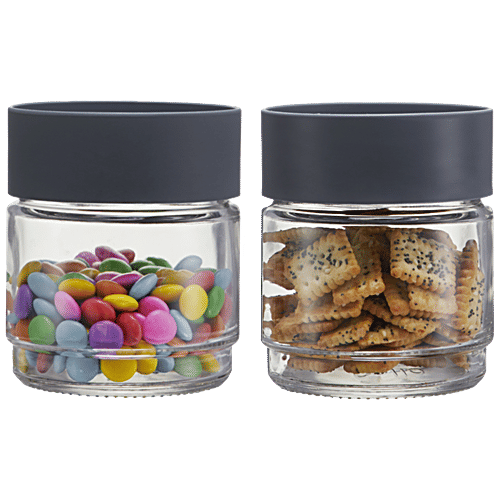 Buy Cello Modustack Glassy Storage Jar 500 ml, Grey Online at Best