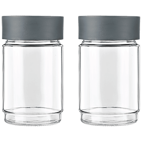 Cello Modustack Glassy Storage Jar - 750 ml , Grey, 2 pcs