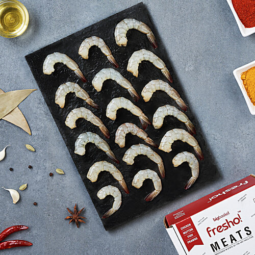 fresho! White Prawns, Peeled, Tail On, 250 g (14-20 pcs) 