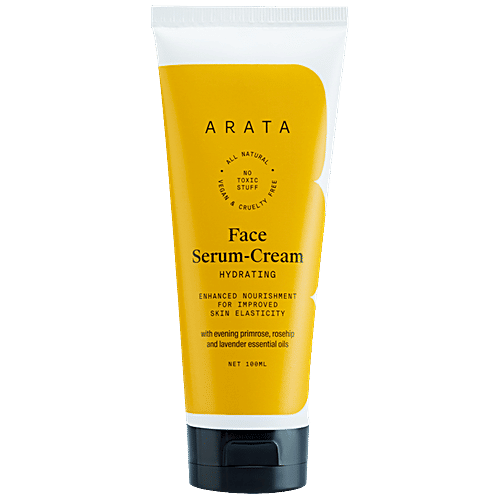 Arata Natural Hydrating Face Serum-Cream - With Evening Primrose, Rosehip & Lavender Oil, For Women & Men, 100 ml  