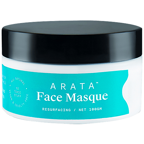 Arata Natural Clay Face Masque - With Activated Charcoal, Kaolin & Brazilian Blue Clay, For Women & Men, 100 g  