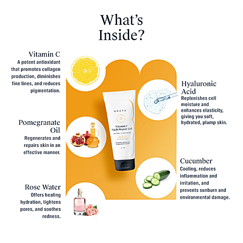 Arata Vitamin C Night Repair Gel - Restores & Replenishes Skin, 50 ml
