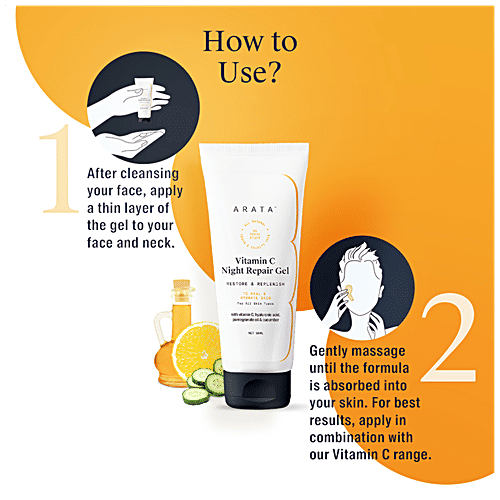 Arata Vitamin C Night Repair Gel - Restores & Replenishes Skin, 50 ml