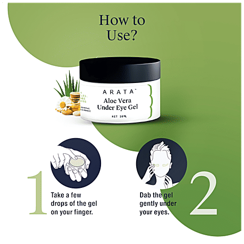 Arata Aloe Vera Under Eye Gel - Minimizes Dark Circles, Fine Lines & Puffiness, 10 ml  