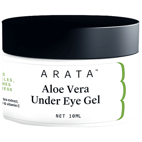 Arata Aloe Vera Under Eye Gel - Minimizes Dark Circles, Fine Lines & Puffiness, 10 ml  