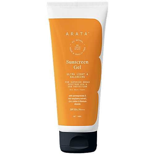 Arata Sunscreen Gel - Ultra Light & Balancing, UVA/UVB Protection, SPF 50+ & PA+++, 50 ml