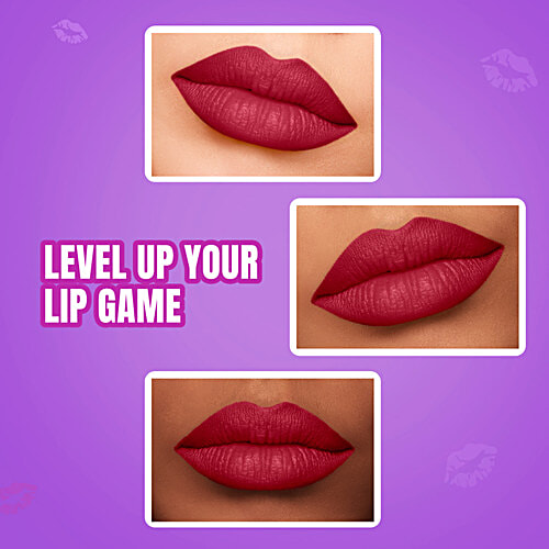 Elle 18 Color Pops Matte Lipstick, 4.3 g R37 Maroon Silk Smooth Texture, Moisturising, Shea Butter & Jojoba Oil, Even Application