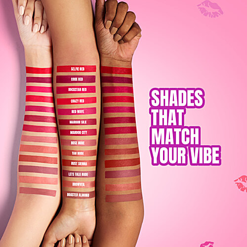 Elle 18 Color Pops Matte Lip Colour, 4.3 g B3 Rust Sienna Smooth Texture, Moisturising, Shea Butter & Jojoba Oil, Even Application