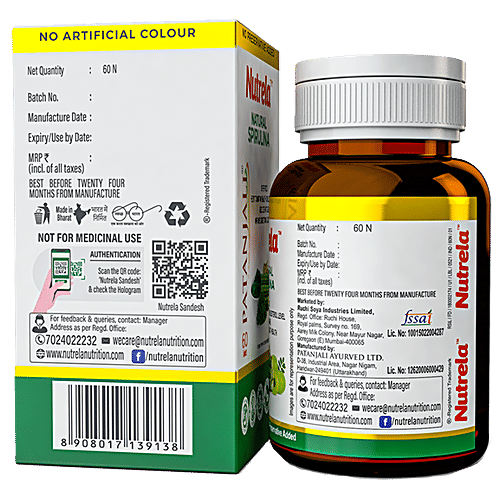 Buy Patanjali Nutrela Natural Spirulina Capsules Maintains