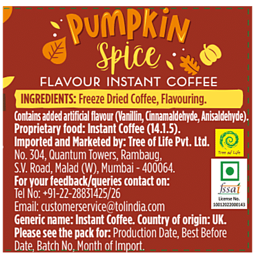 Beanies Flavoured Instant Coffee - Pumpkin Spice, 50 g  