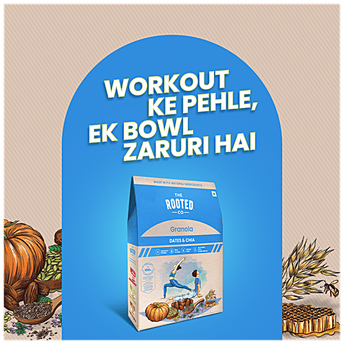 THE ROOTED CO. Granola Cereals - Dates & Chia, Gluten Free, Rolled Oats, Healthy, 400 g  