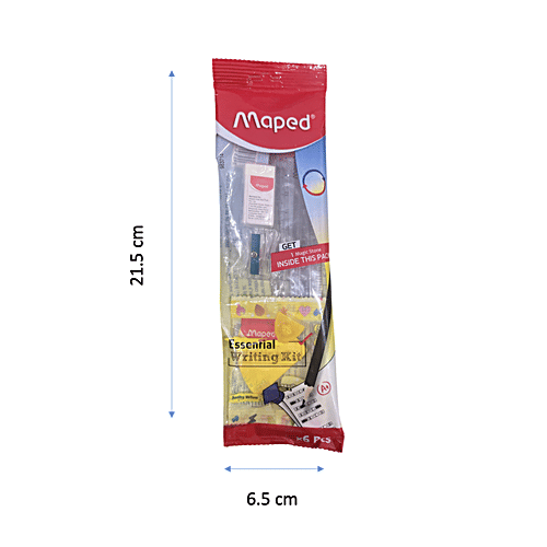 Maped  Essentials Writing Kit - Pencils, Eraser, Sharpener & Ruler, 5 pcs  