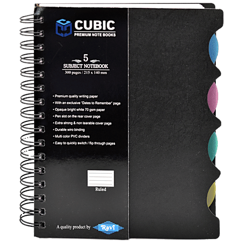 Buy Cubic Eco Wiro Notebook Black, Spiral Binding, A5, 300 Pages