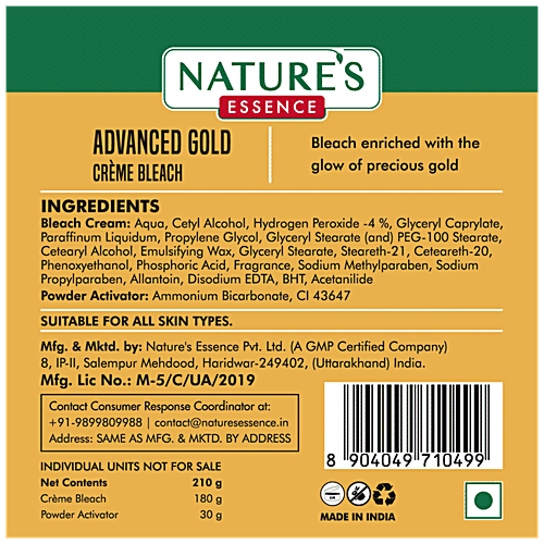 Natures Essence Advanced Gold Creme Bleach - Lightens Skin With The Radiance Of Gold, 210 g  