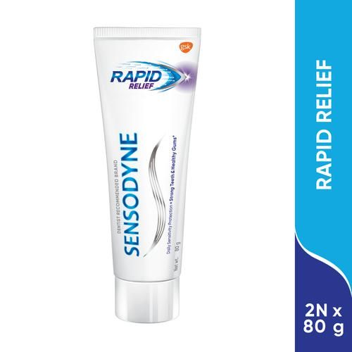 Sensodyne Toothpaste Combo Pack - Rapid Relief, Sensitive To Help Beat Sensitivity Fast, 80 g (Pack of 2) 