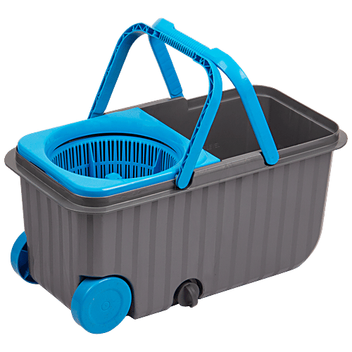 Buy Polyset Dual Wheel Mop Bucket, Blue For Floor Cleaning Online at