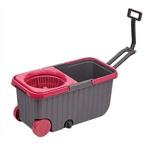 Buy Polyset Dual Wheel Bucket Mop Pink, For Floor Cleaning Online at
