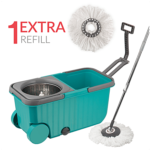 Buy Polyset Dual Wheel Bucket Mop Steel Wringer, Turquoise Blue Online at Best Price of Rs