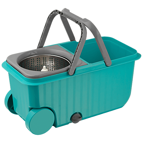 Buy Polyset Dual Wheel Bucket Mop Steel Wringer, Turquoise Blue
