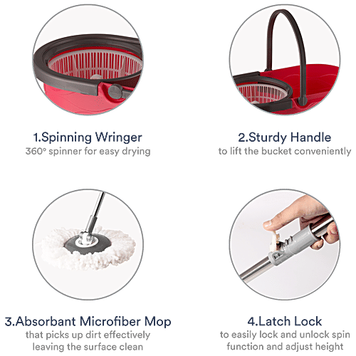 Buy Polyset Wave Mop Bucket With 360 Degree Rotating Inbuilt Spinner