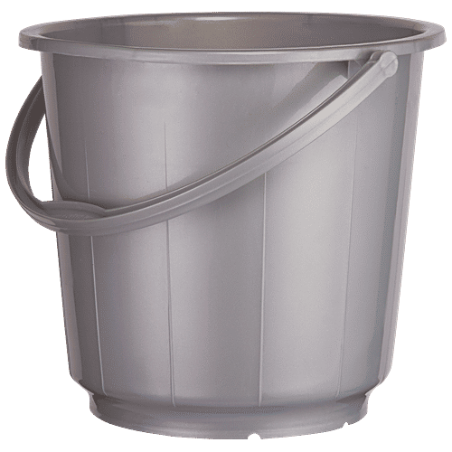 Polyset Regular Plain Bucket - Sturdy & Durable, Silver, For Home Use, 8 L  