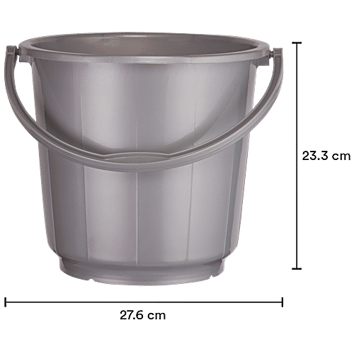 Polyset Regular Plain Bucket - Sturdy & Durable, Silver, For Home Use, 8 L  