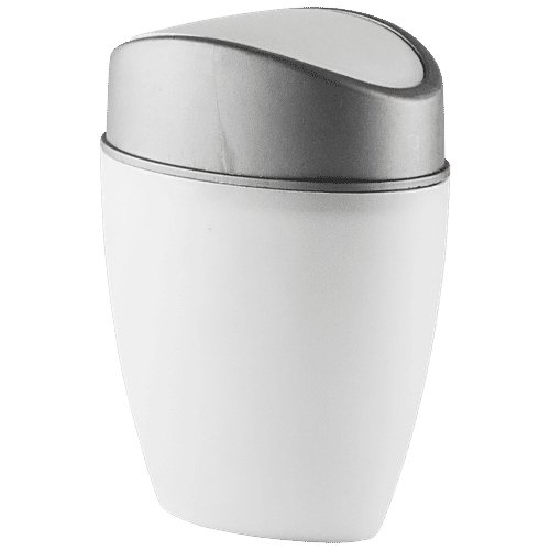 Polyset Tiny Table Top Dustbin - White, Compact, Elegant & Sturdy, 1.25 L