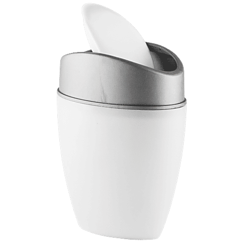 Polyset Tiny Table Top Dustbin - White, Compact, Elegant & Sturdy, 1.25 L