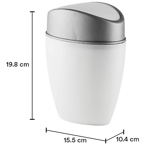 Polyset Tiny Table Top Dustbin - White, Compact, Elegant & Sturdy, 1.25 L