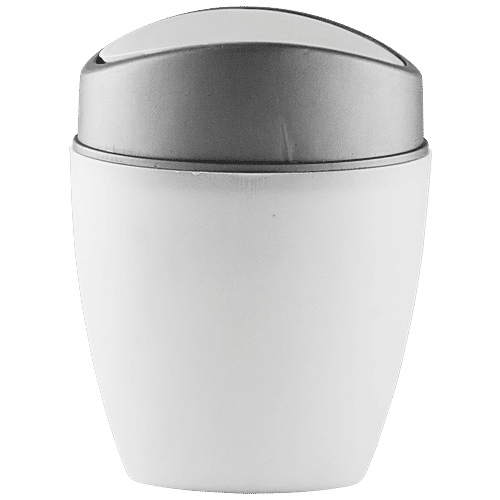 Polyset Tiny Table Top Dustbin - White, Compact, Elegant & Sturdy, 1.25 L