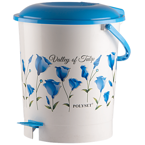 Polyset Super Pedal Bin - Valley Of Tulip Print, Blue, For Home & Office Use, 11 L  
