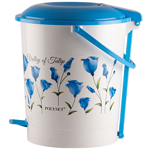 Polyset Super Pedal Bin - Valley Of Tulip Print, Blue, For Home & Office Use, 11 L  